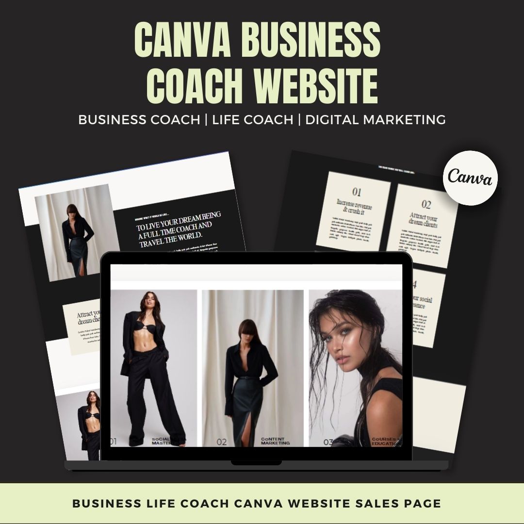 Social Media Manager Website Template - Canva Website Template and One Page Website Aesthetic Design.