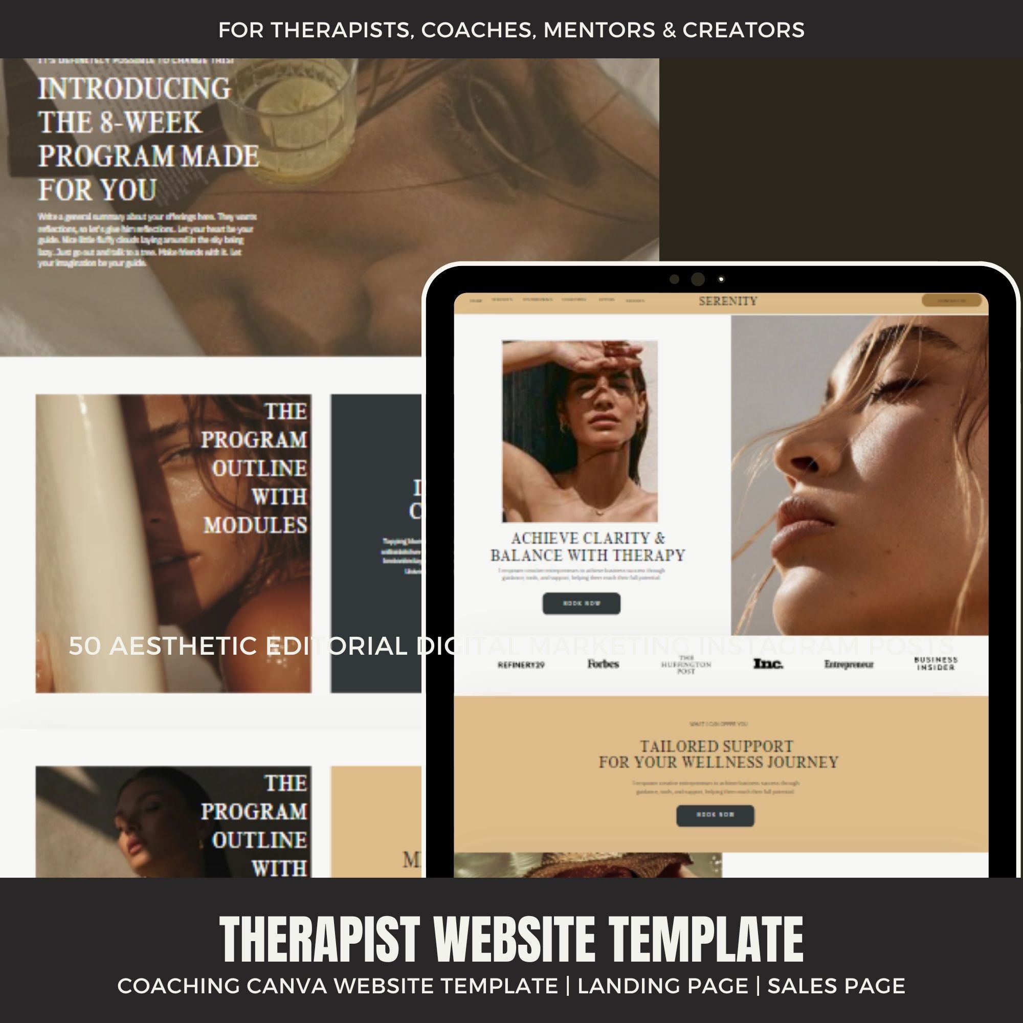 Premium Therapist Website Template – Coaching Business Landing Page and One-Page Website.