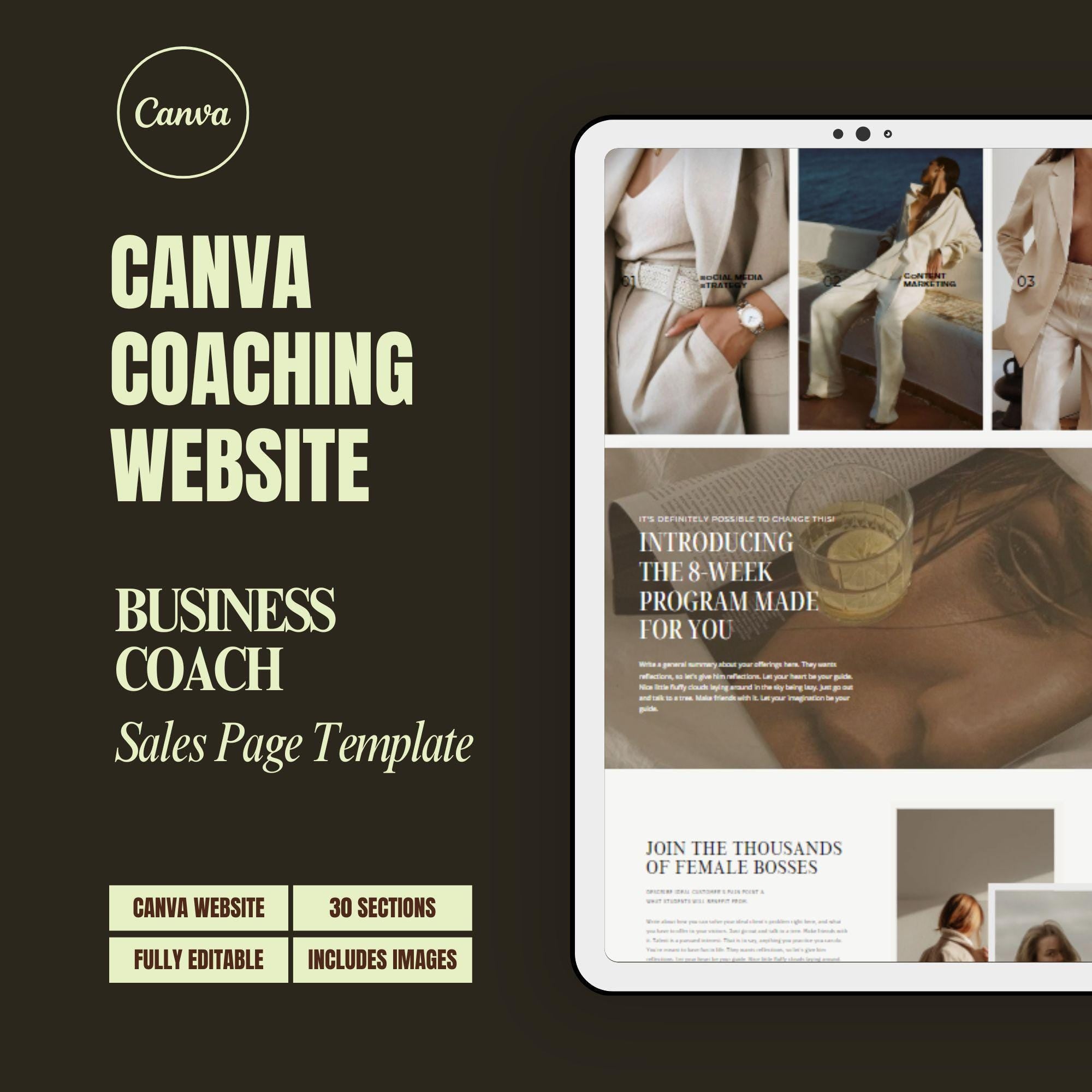 One-Page Website Template – Coaching, Therapy, and Business Landing Page Canva Website.