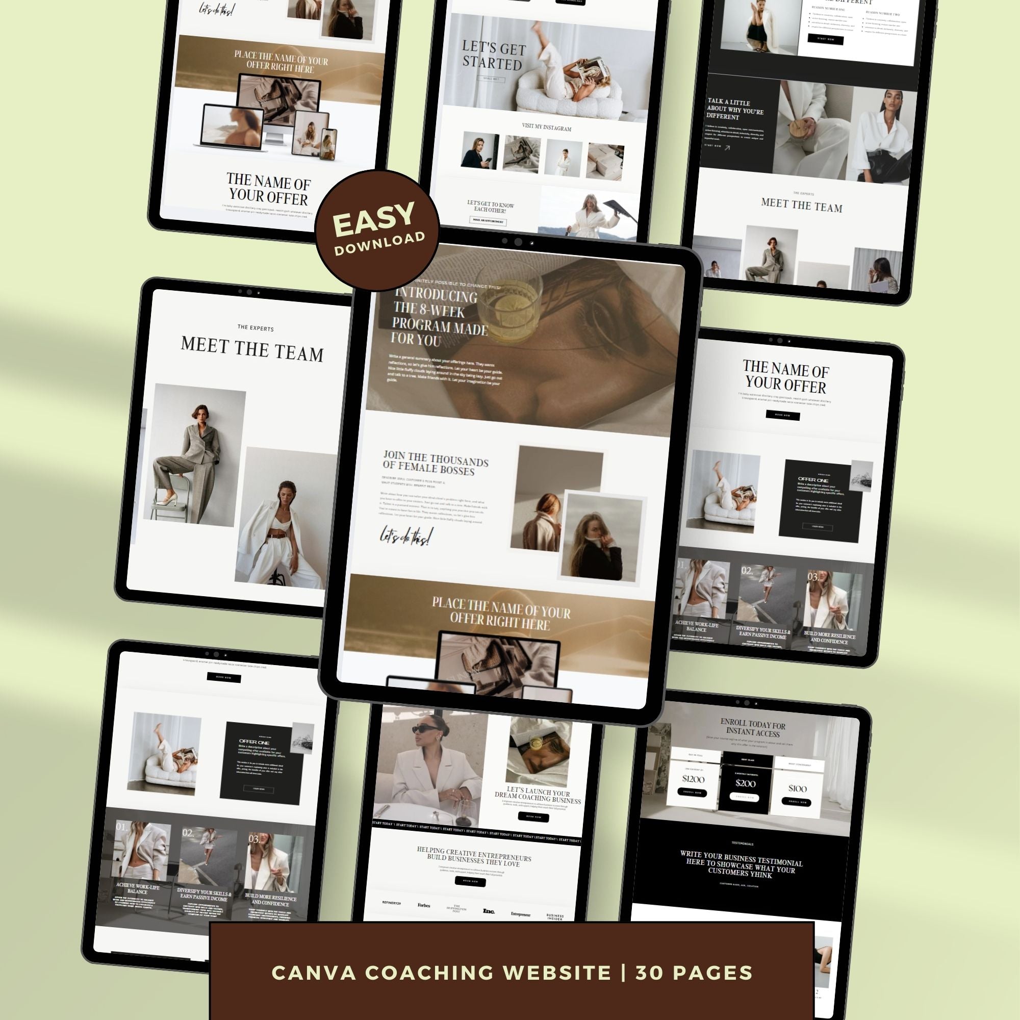 One-Page Website Template – Coaching, Therapy, and Business Landing Page Canva Website.