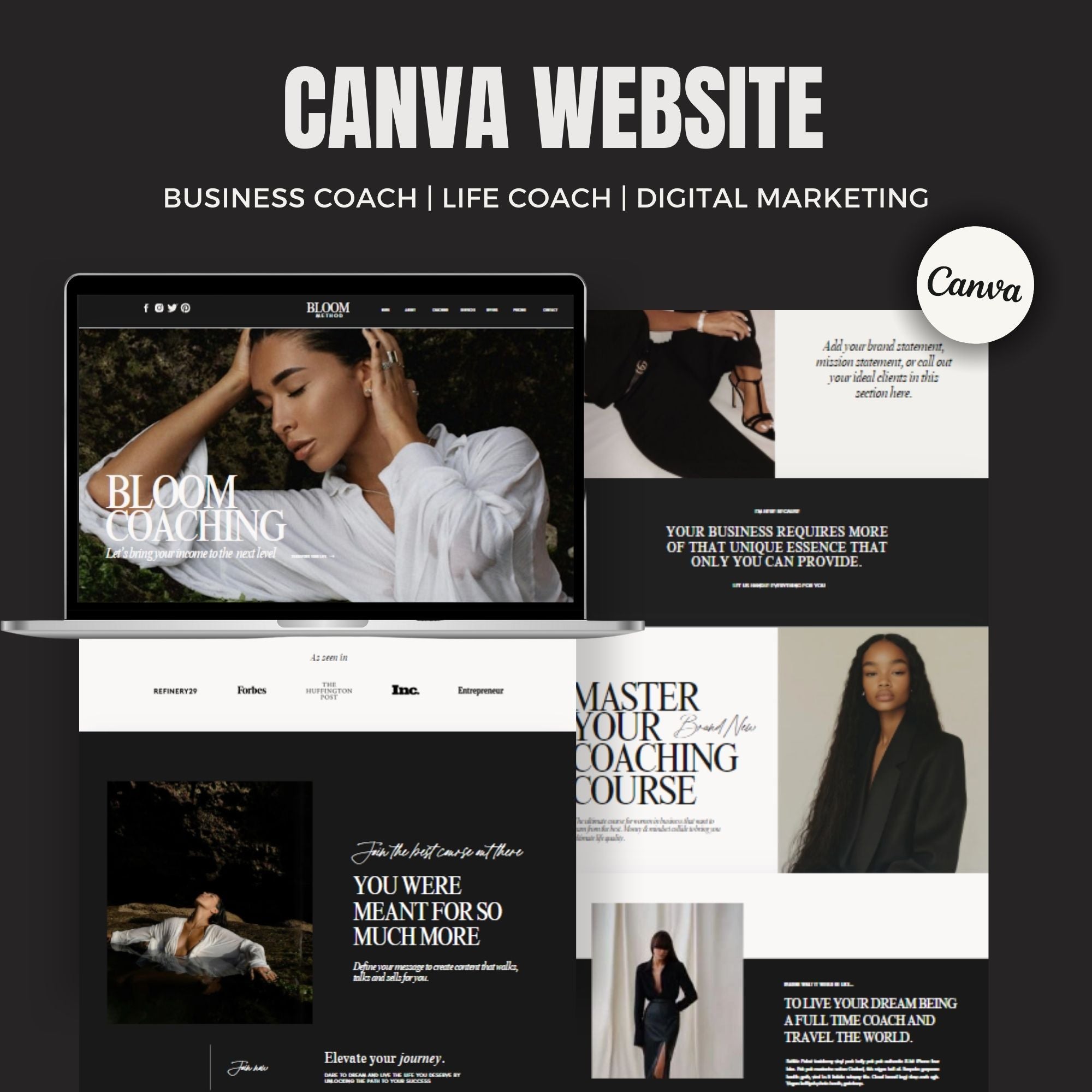 Sales Page Template for Coaches - Canva Website Template and One Page Website for Course Creators.