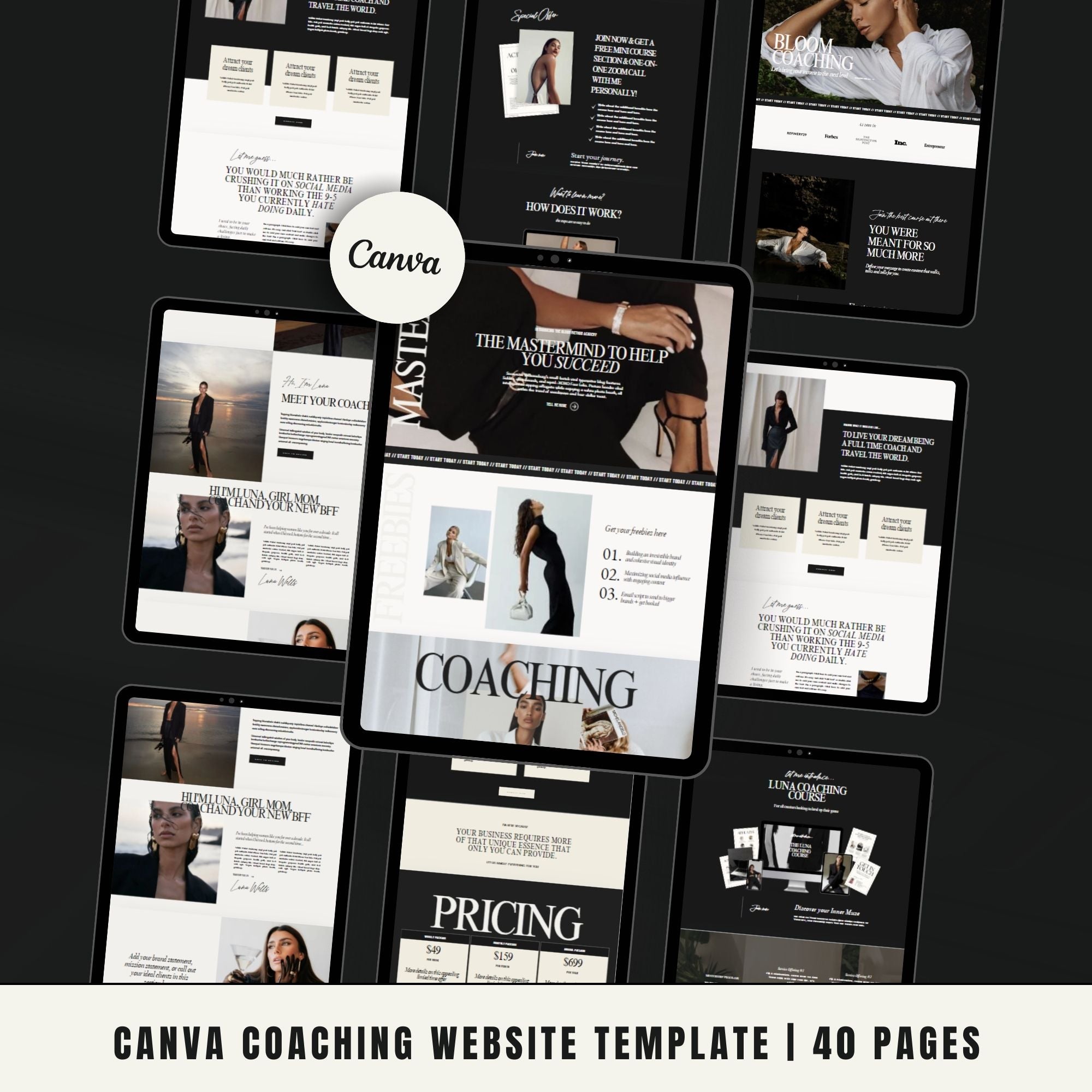 Business Coach Website Template - Landing Sales Page for Social Media Manager and Virtual Assistants.