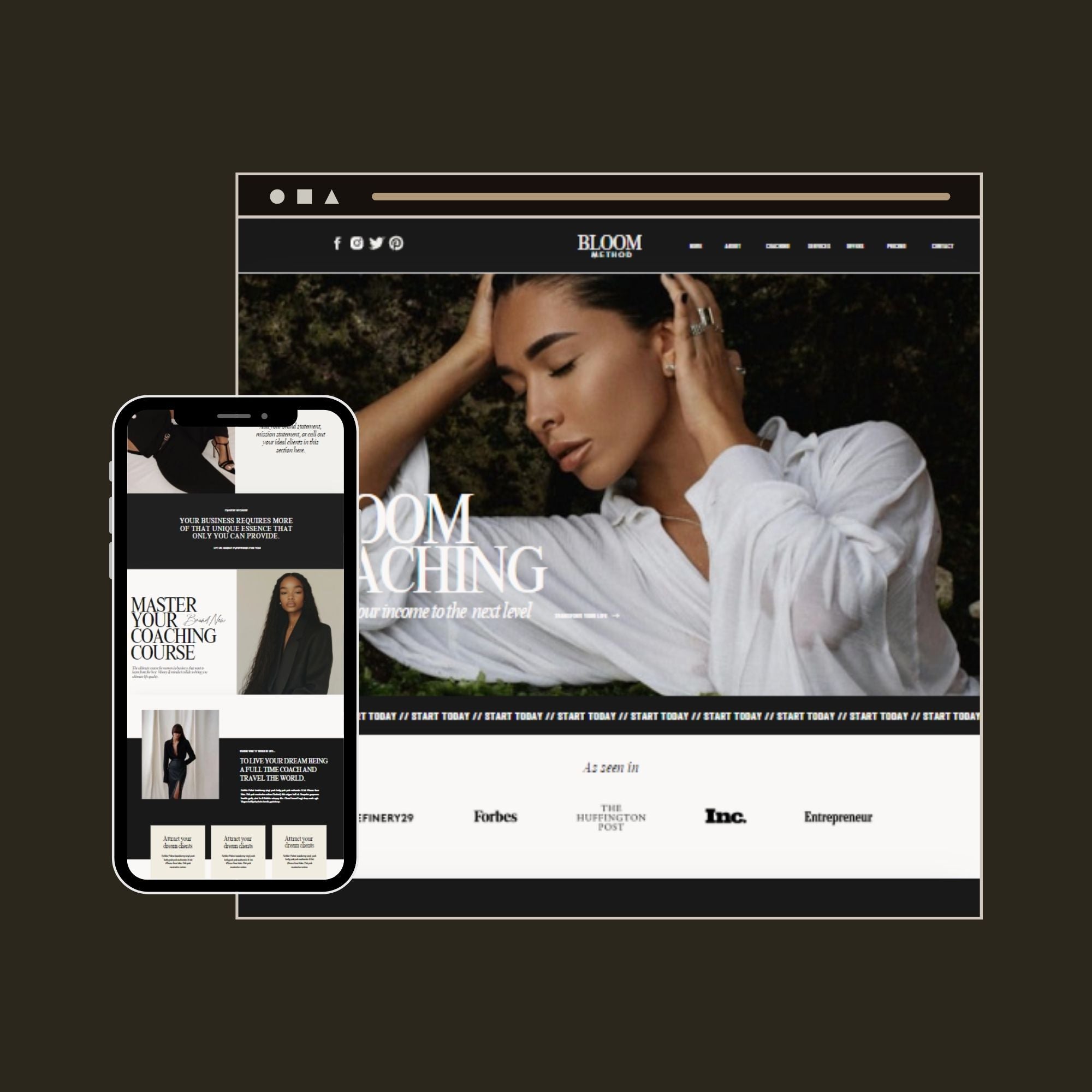 Social Media Manager Website Template - Canva Website Template and One Page Website Aesthetic Design.