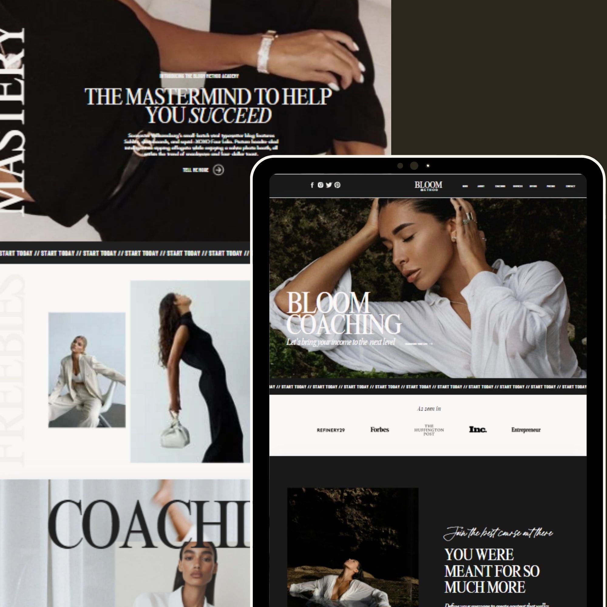 Social Media Manager Website Template - Canva Website Template and One Page Website Aesthetic Design.