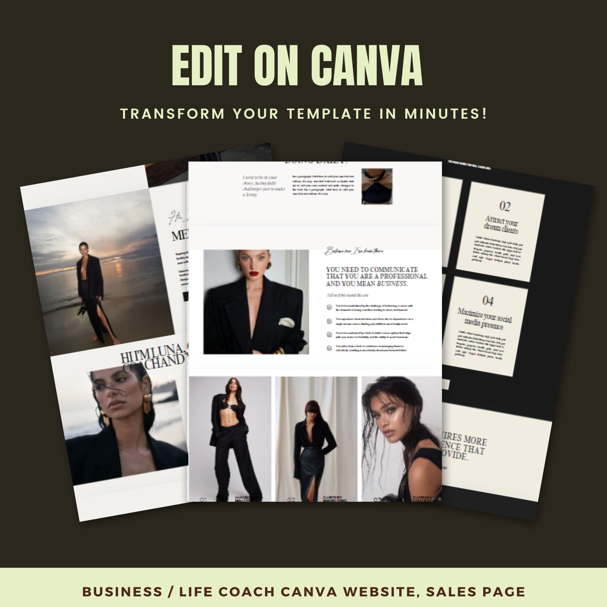 Coaching Canva Website Template – One-Page Coaching Website and Landing Page Design.