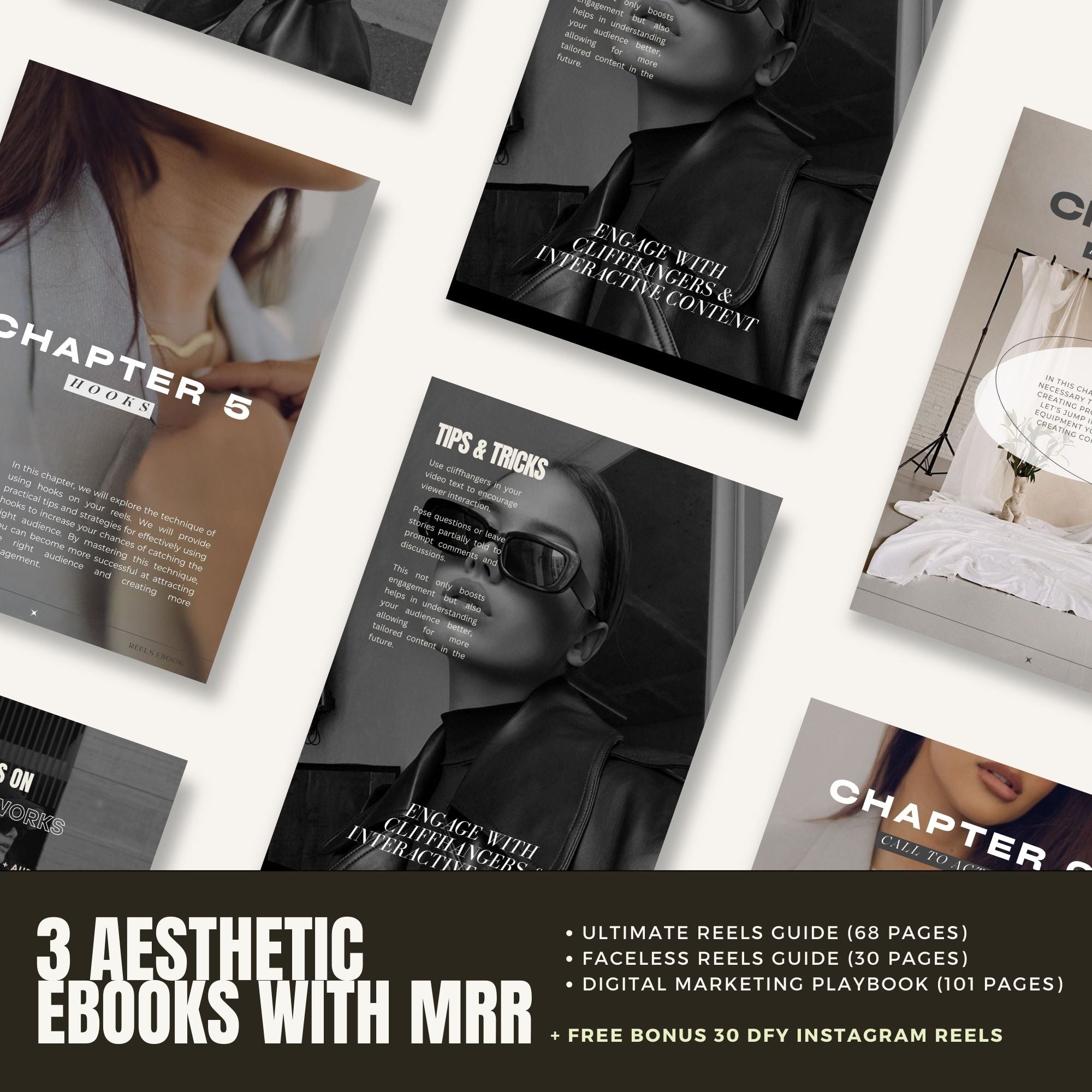 Digital marketing eBook bundle with Master Resell Rights (MRR), including Faceless Reels Guide, Ultimate Reels Guide, and Digital Marketing Playbook image 2