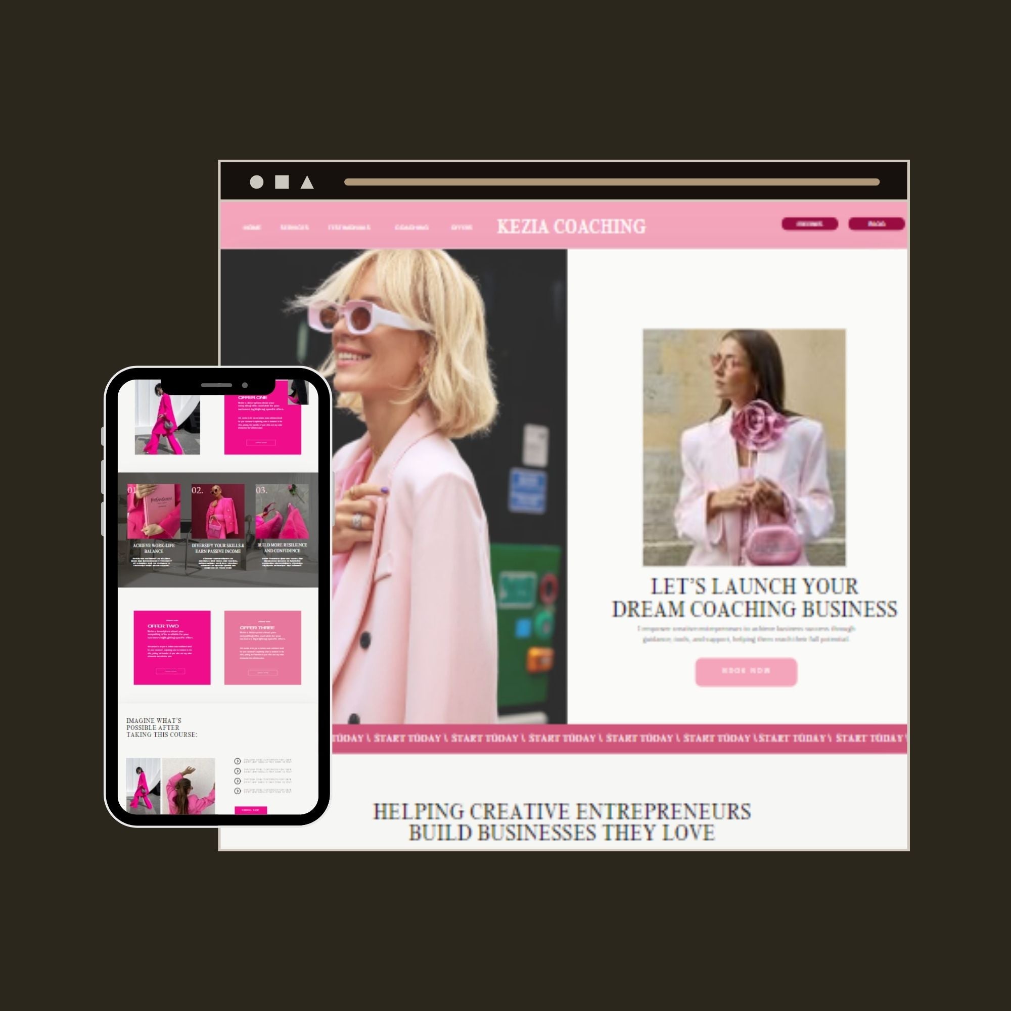 Sales Page Template – Editable Coaching & Course Landing Page Funnel Design, Pink & Minimalist.