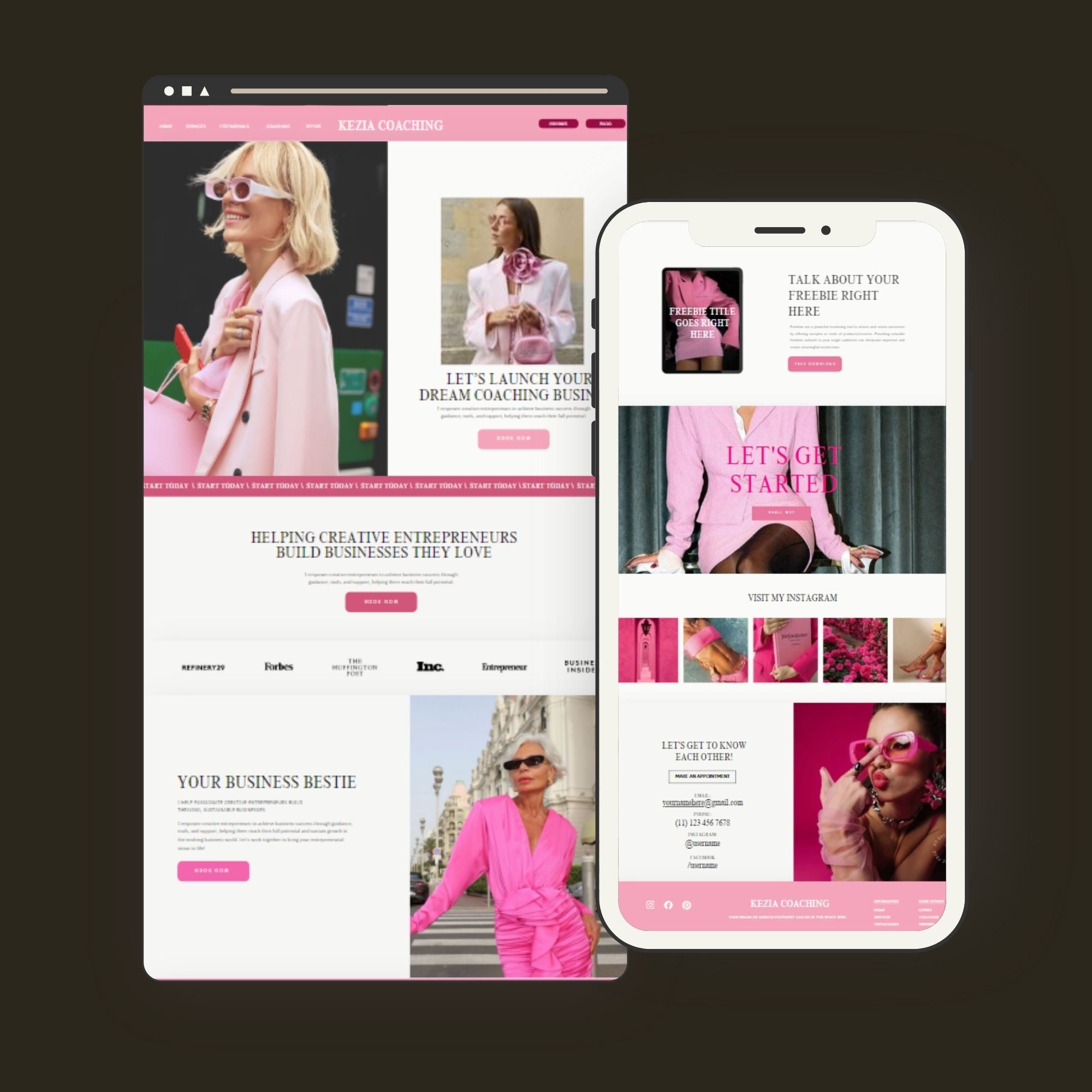 Sales Page Template – Editable Coaching & Course Landing Page Funnel Design, Pink & Minimalist.
