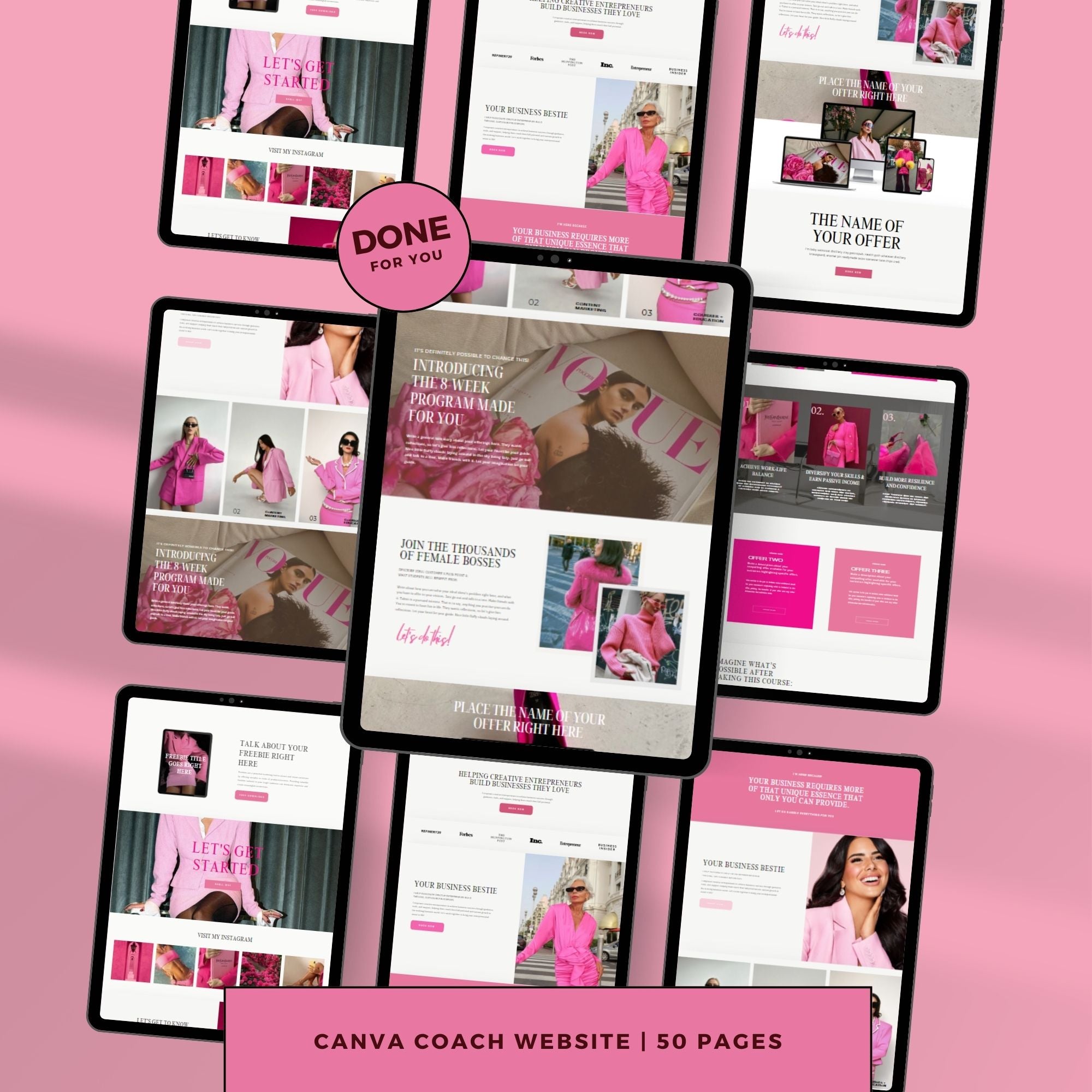 Sales Page Template – Editable Coaching & Course Landing Page Funnel Design, Pink & Minimalist.
