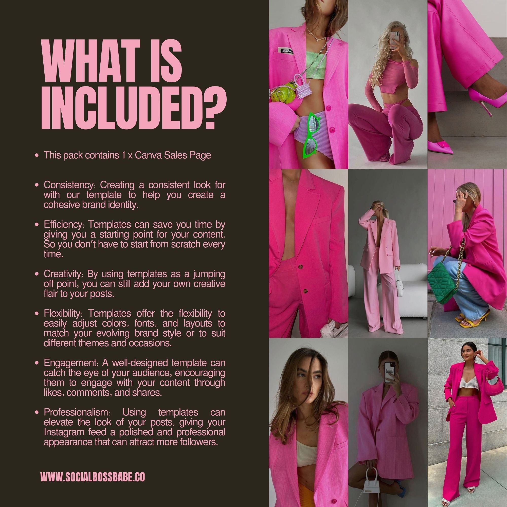 Canva Website Template – Coaching Sales Funnel for Course Creators, Landing Page, Pink Website Template.