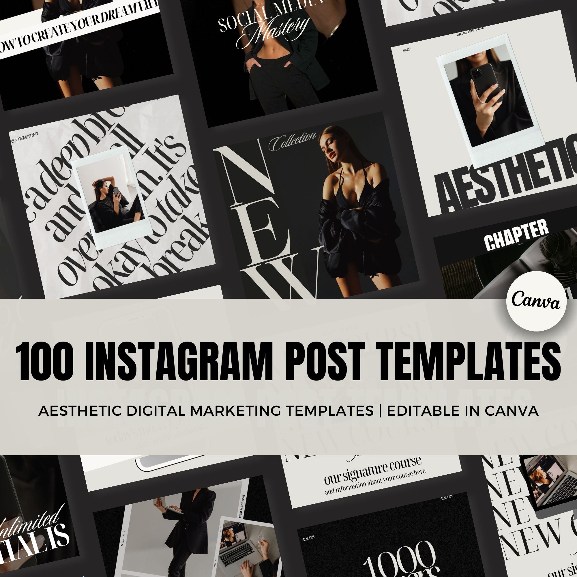 Digital Marketing Instagram Post Templates – Aesthetic Editable Canva Social Media Templates with Master Resell Rights.
