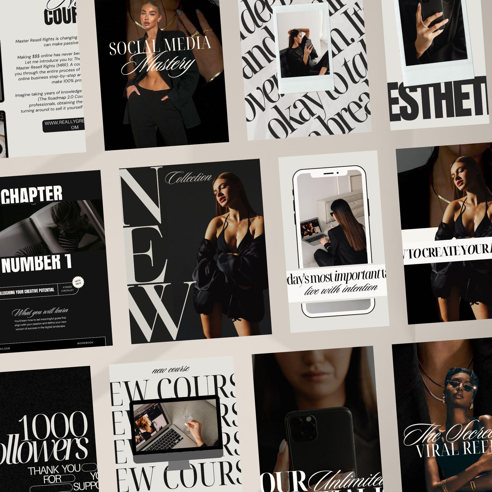 100 Aesthetic Digital Marketing Instagram Post Templates – Editable Canva Social Media Templates with Master Resell Rights.