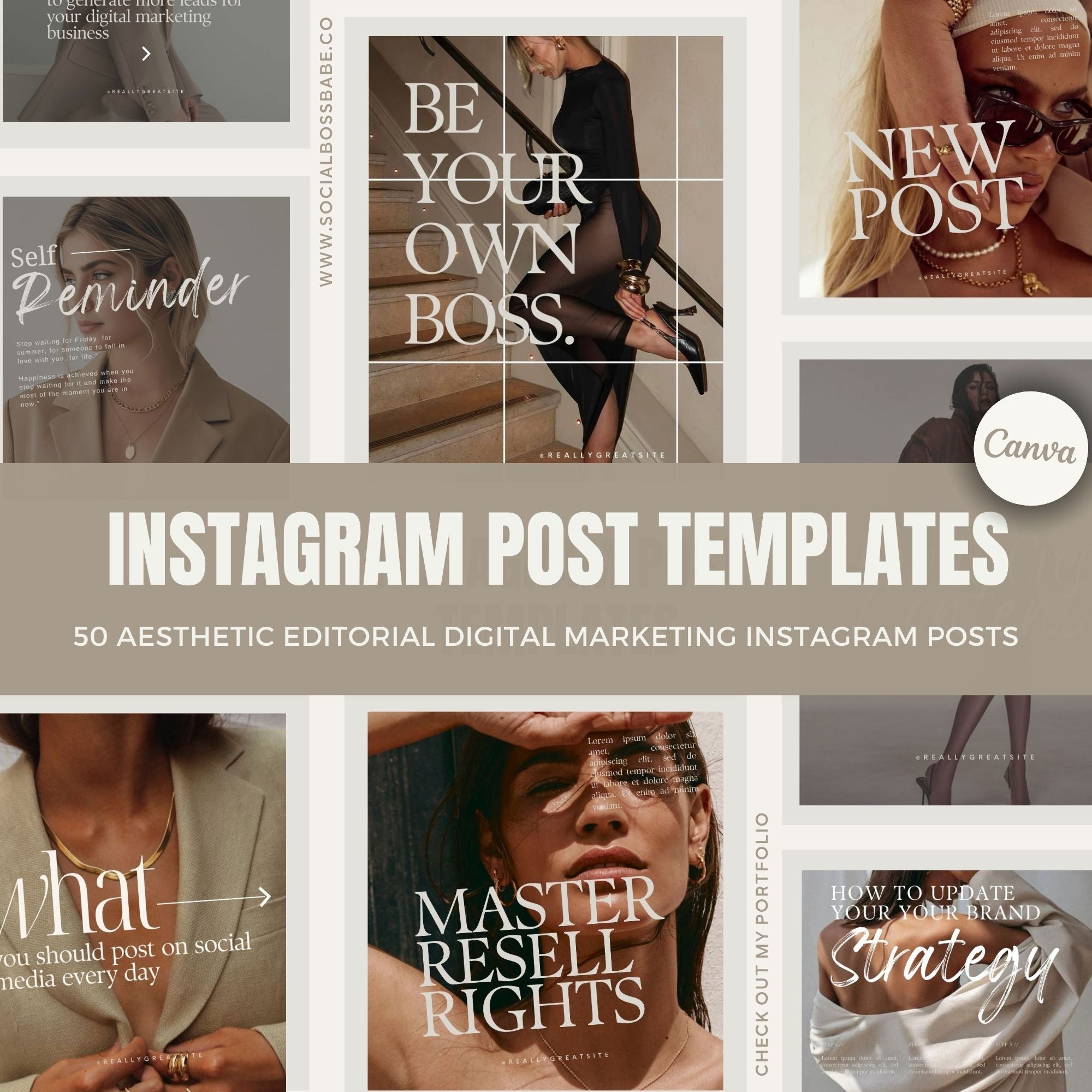 Aesthetic Social Media Templates for Canva – Instagram Templates for Business Coaches, Small Businesses & Digital Marketing Branding.