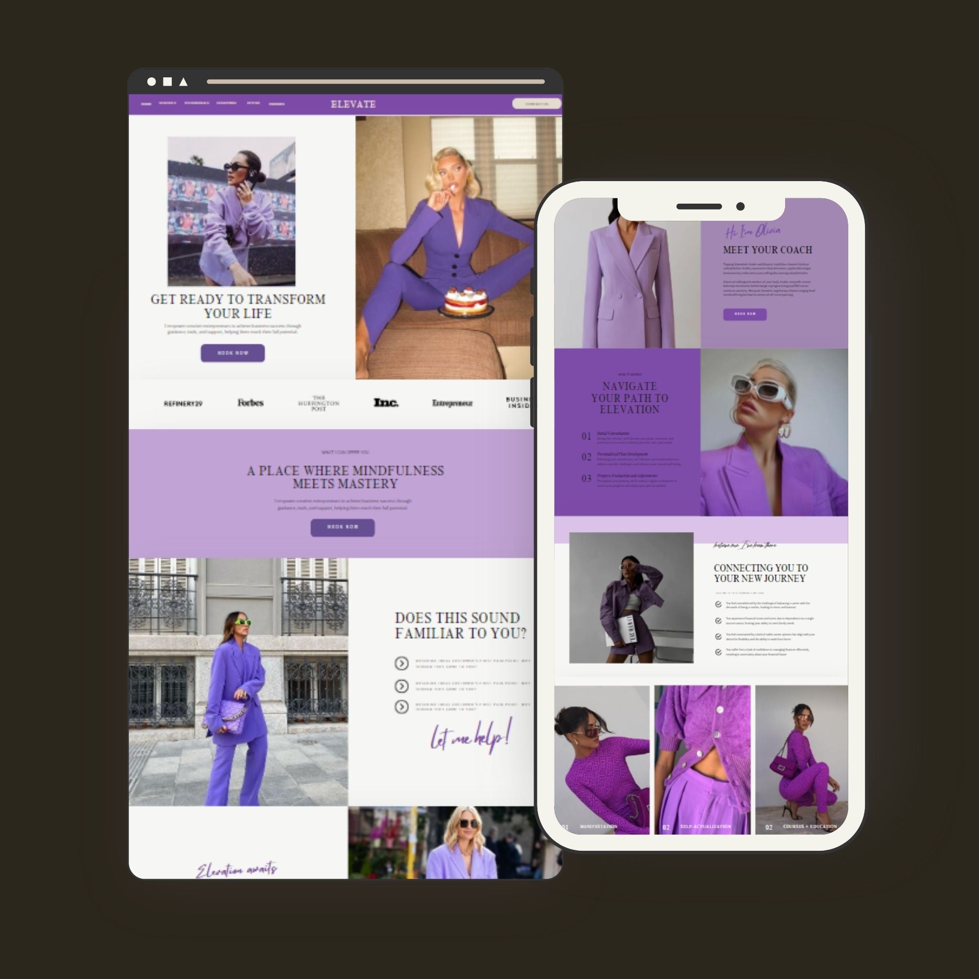 Life Coach Website Template for Canva – Coaching Business Landing Page & One-Page Website Template.