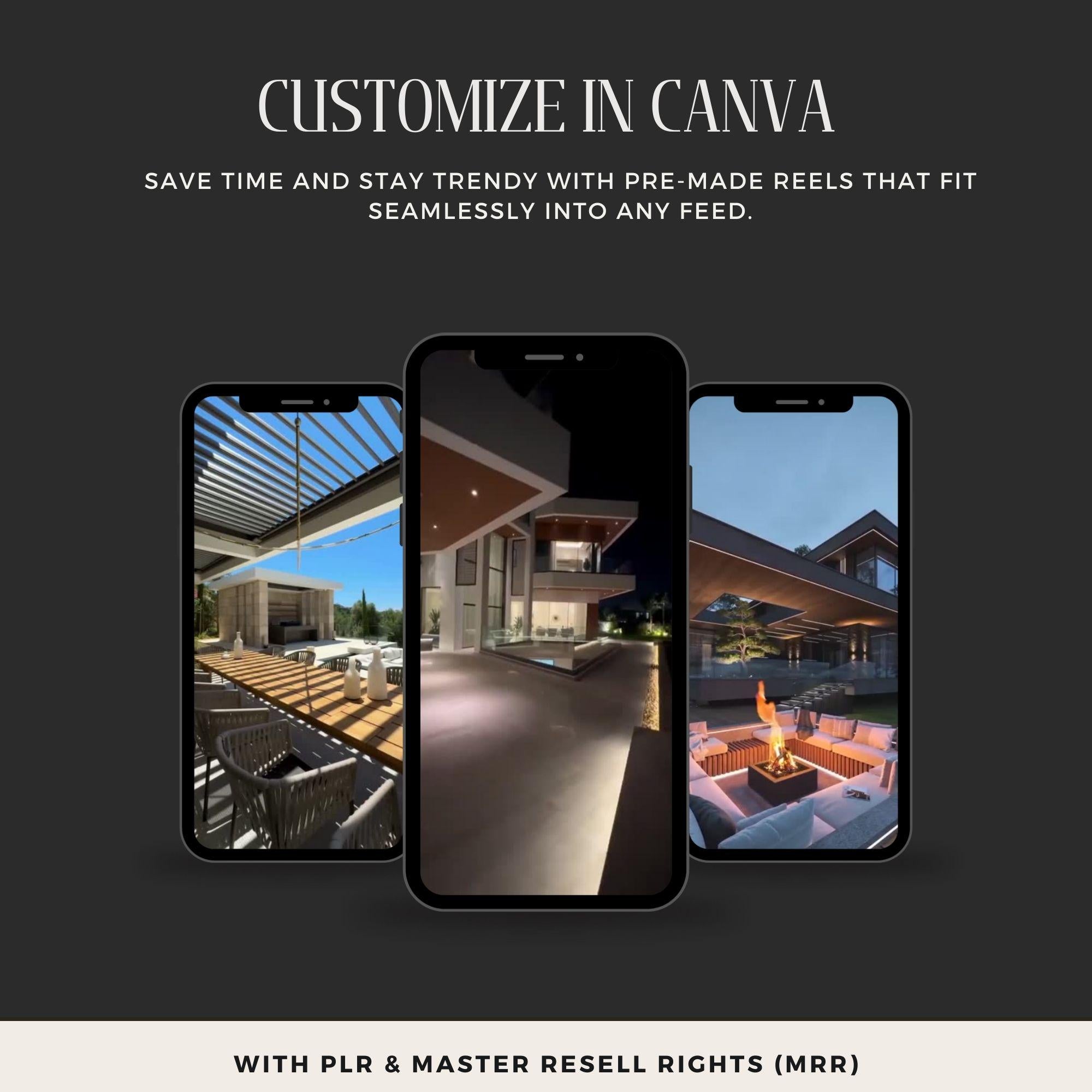 Real Estate Reels Canva Template with MRR & PLR – Luxury Faceless Reels Bundle.