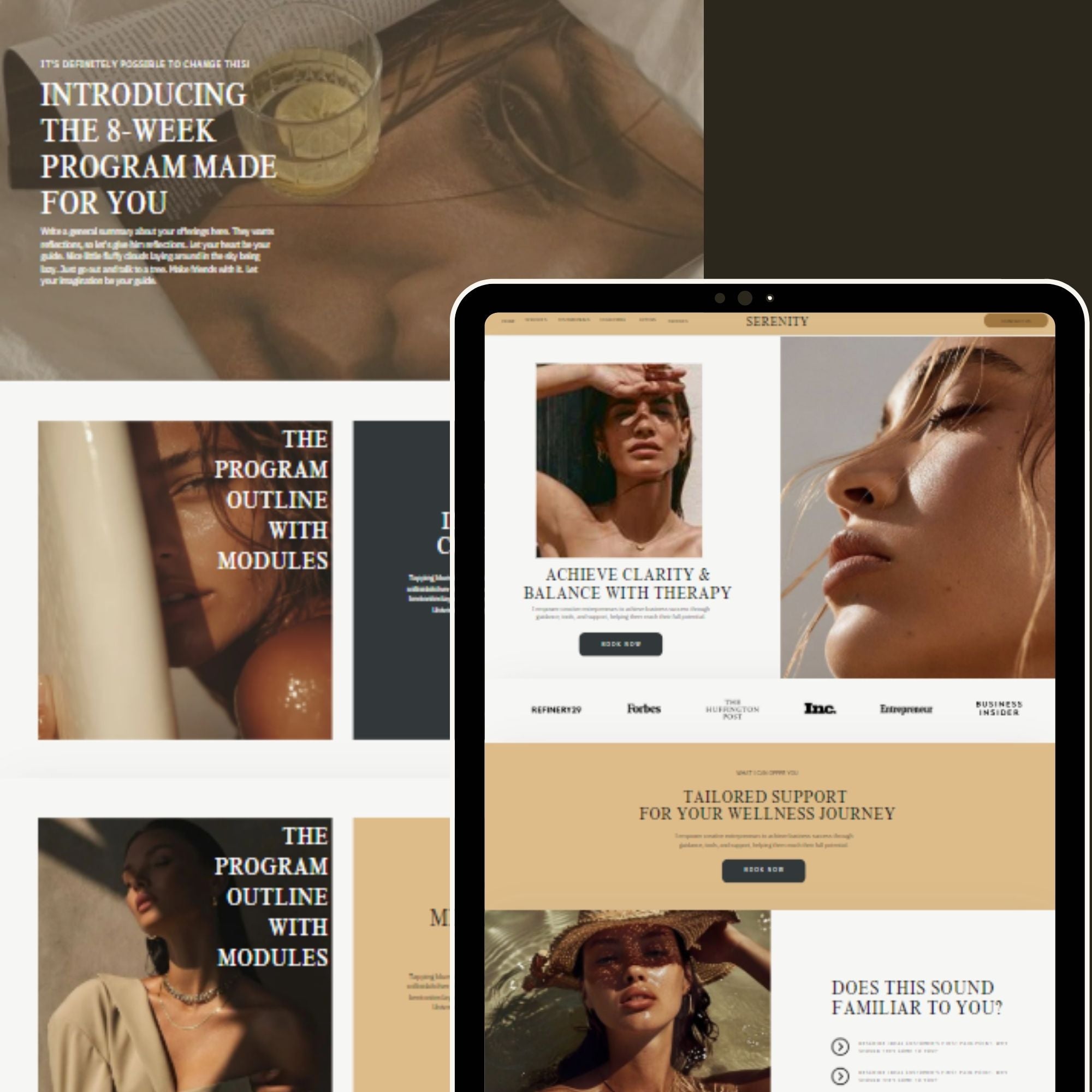 Therapist Website Template – Coaching Business Landing Page and One-Page Website Design.