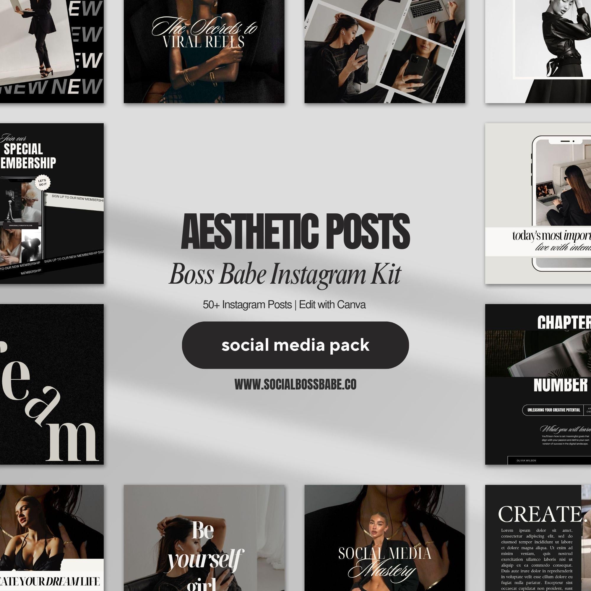 100 Aesthetic Digital Marketing Instagram Post Templates – Editable Canva Social Media Templates with Master Resell Rights.