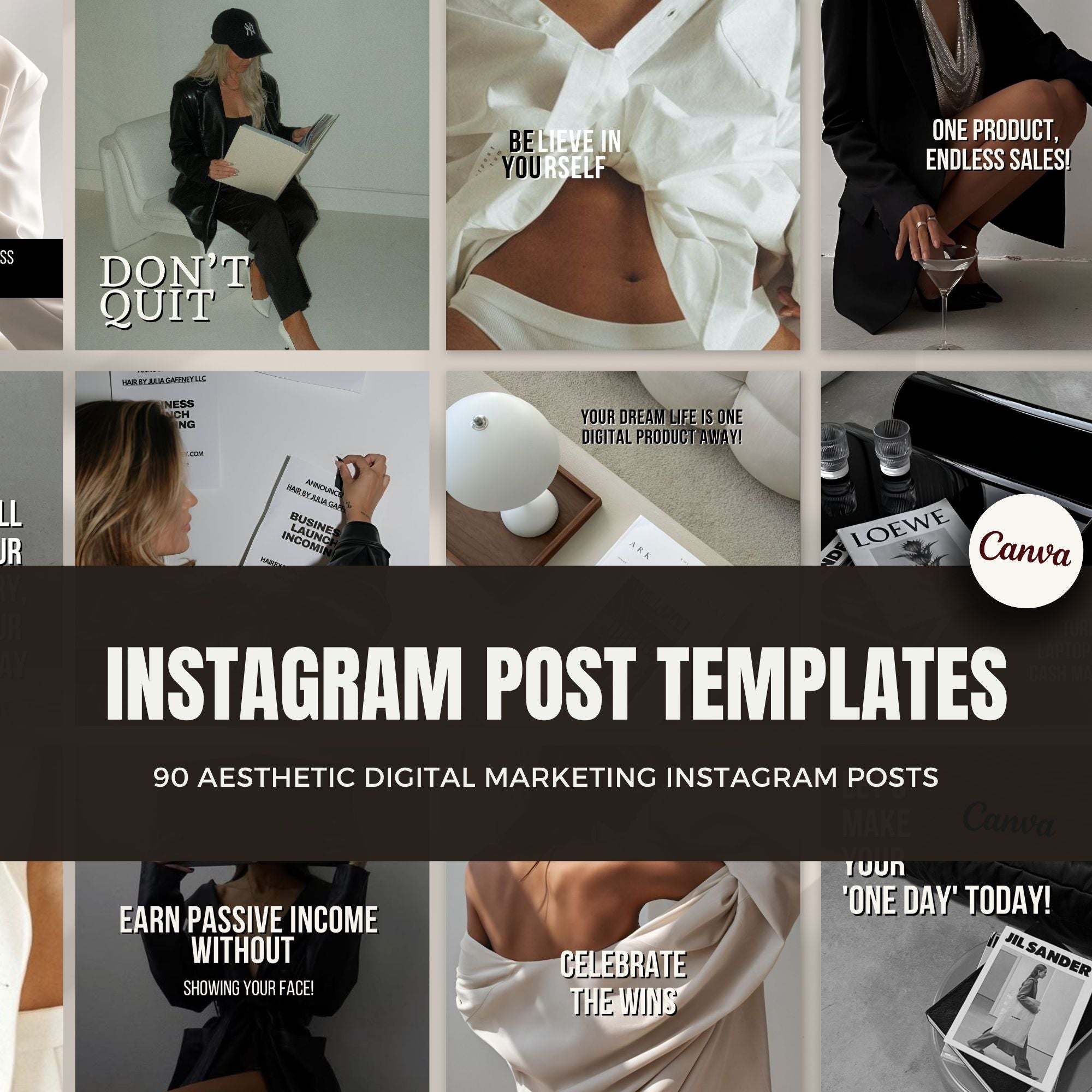 Editable Canva Social Media Templates – 90 Instagram Post Templates for Digital Marketing.