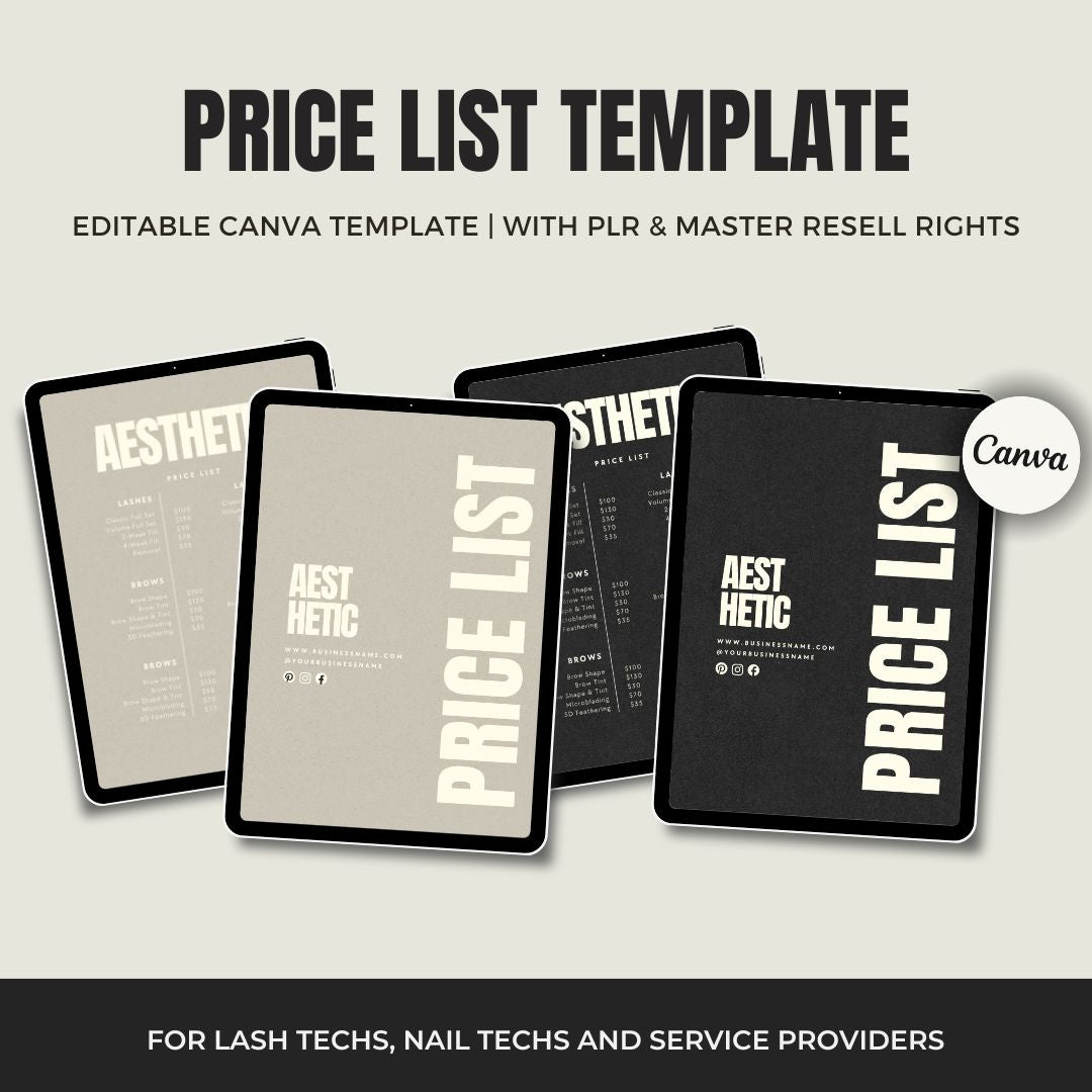 Salon Price List Template for Nails and Hair – Editable, Printable Blank Price List for Professional Services.
