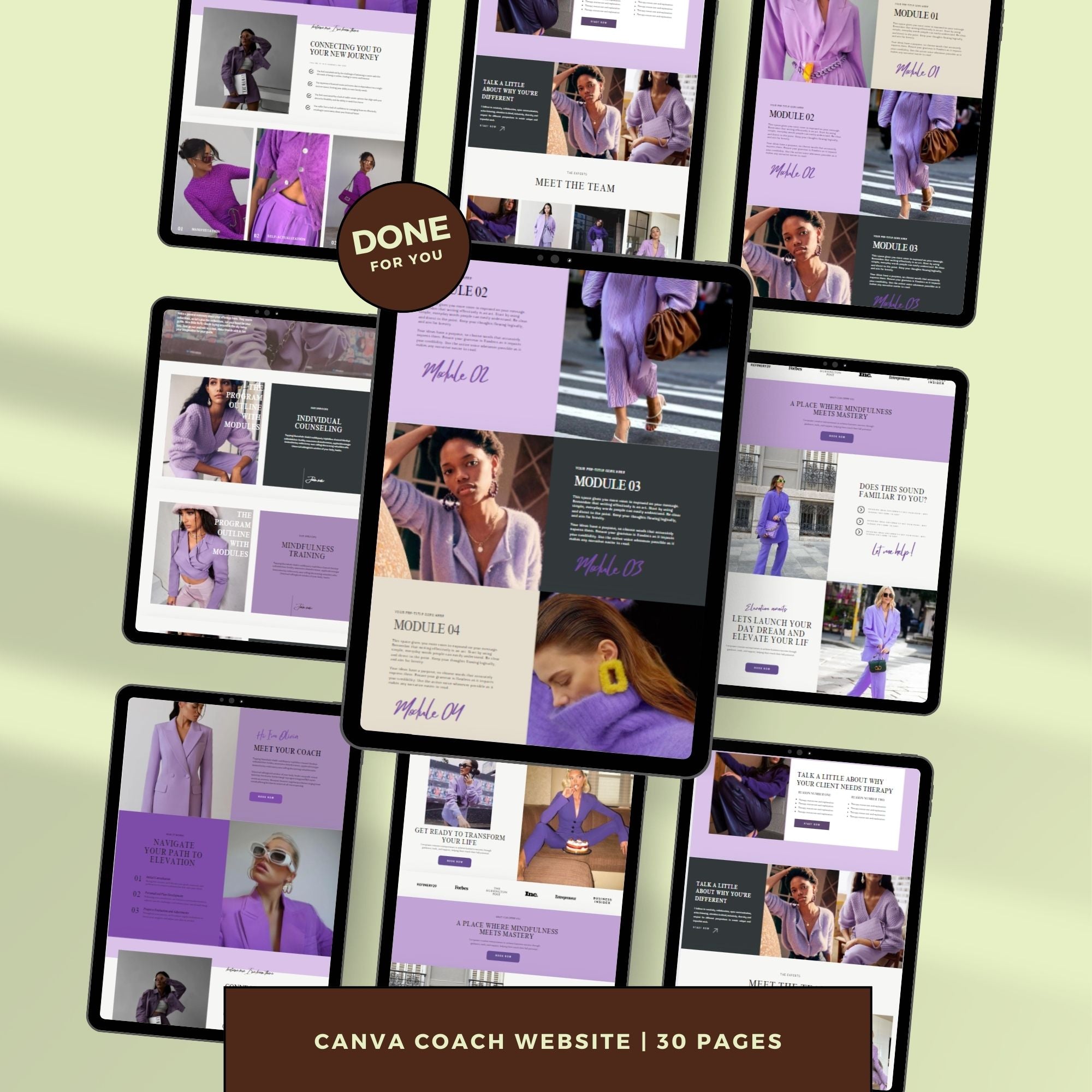 Life Coach Website Template for Canva – Coaching Business Landing Page & One-Page Website Template.