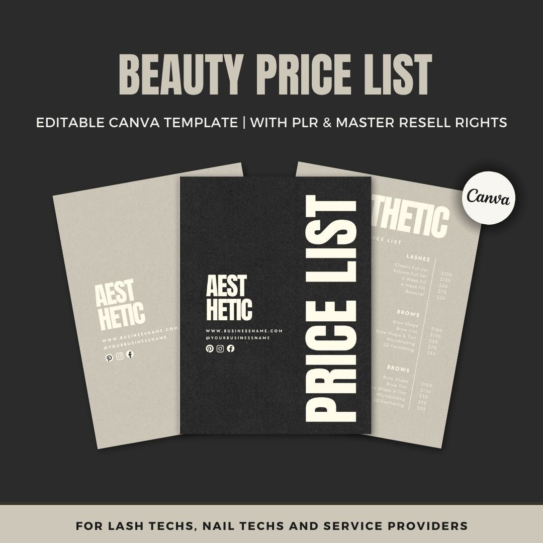 Nail Salon Price List Template – Editable and Printable Hair Salon and Nail Price List Template for Services.