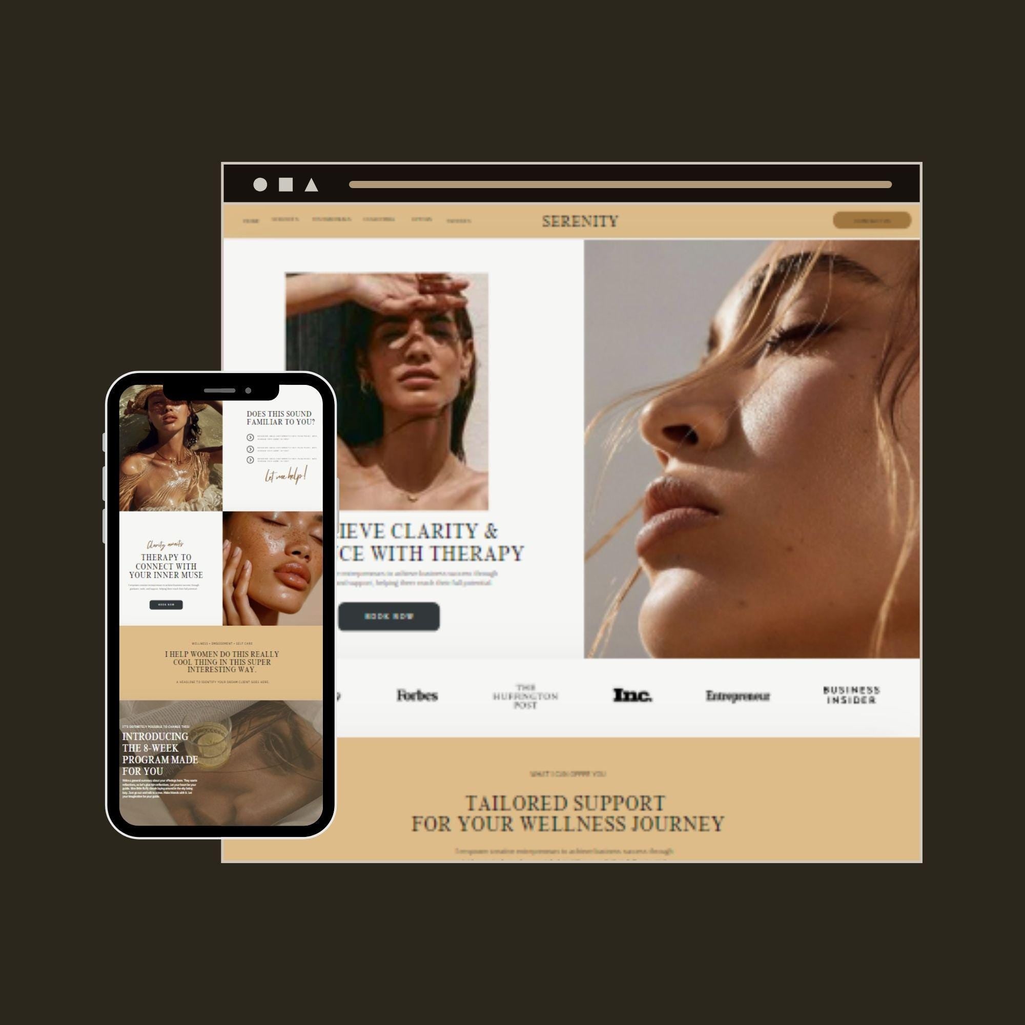 Premium Therapist Website Template – Coaching Business Landing Page and One-Page Website.