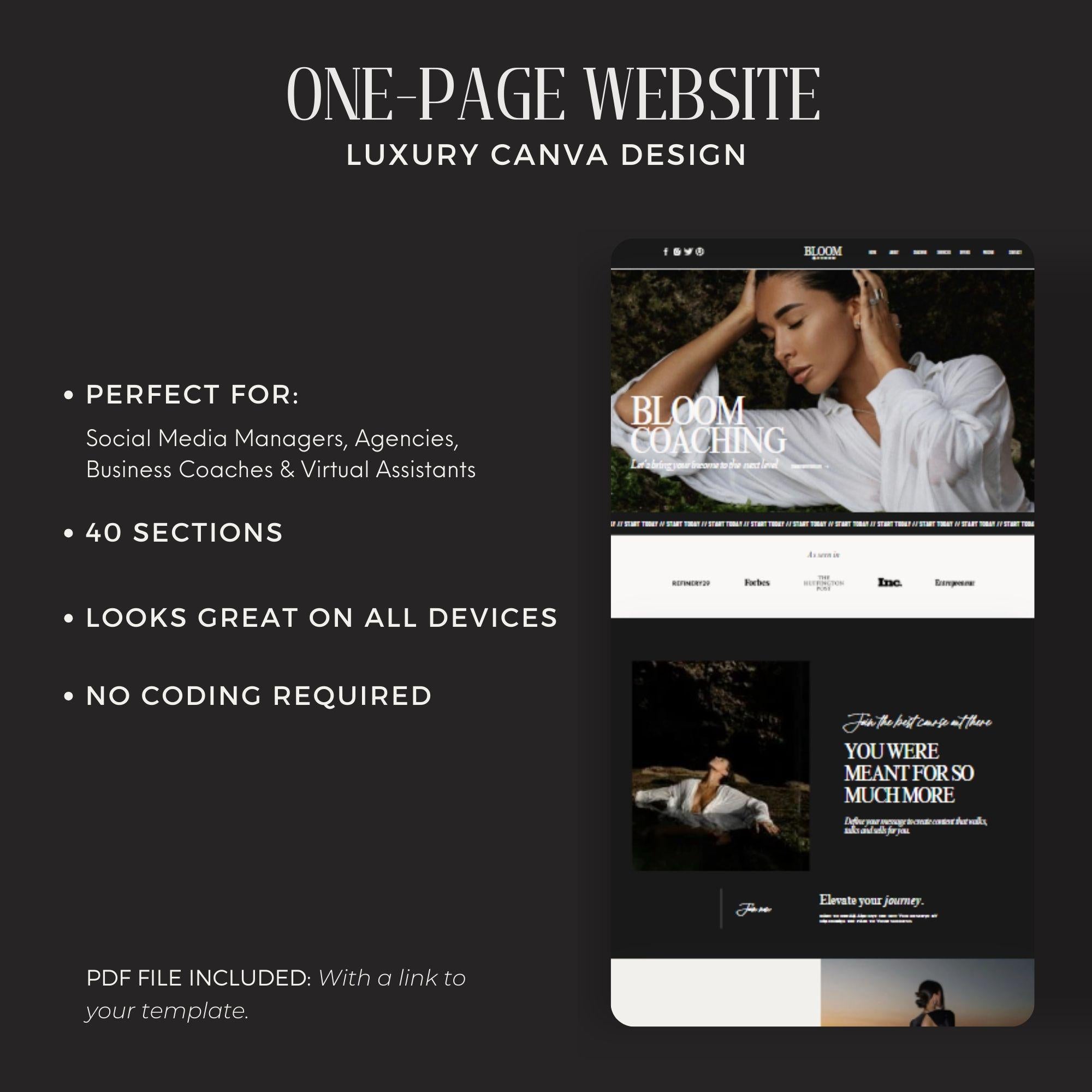 Business Coach Canva Website Template – Landing Page and One-Page Website Template.