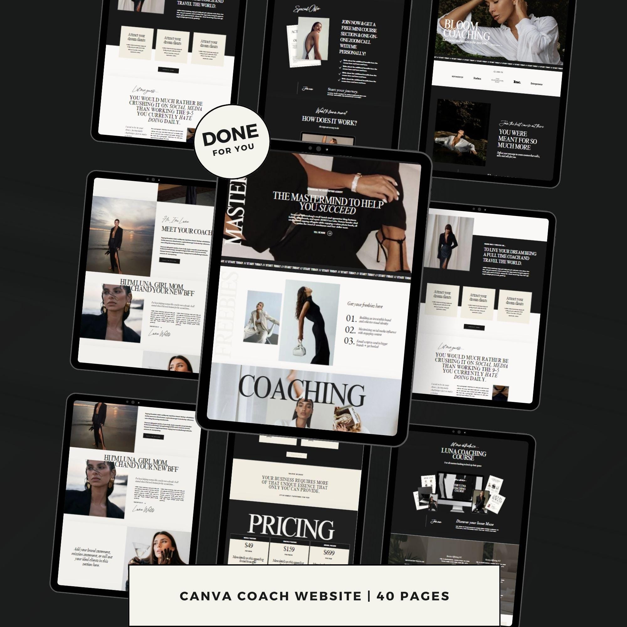 Business Coach Canva Website Template – Landing Page and One-Page Website Template.