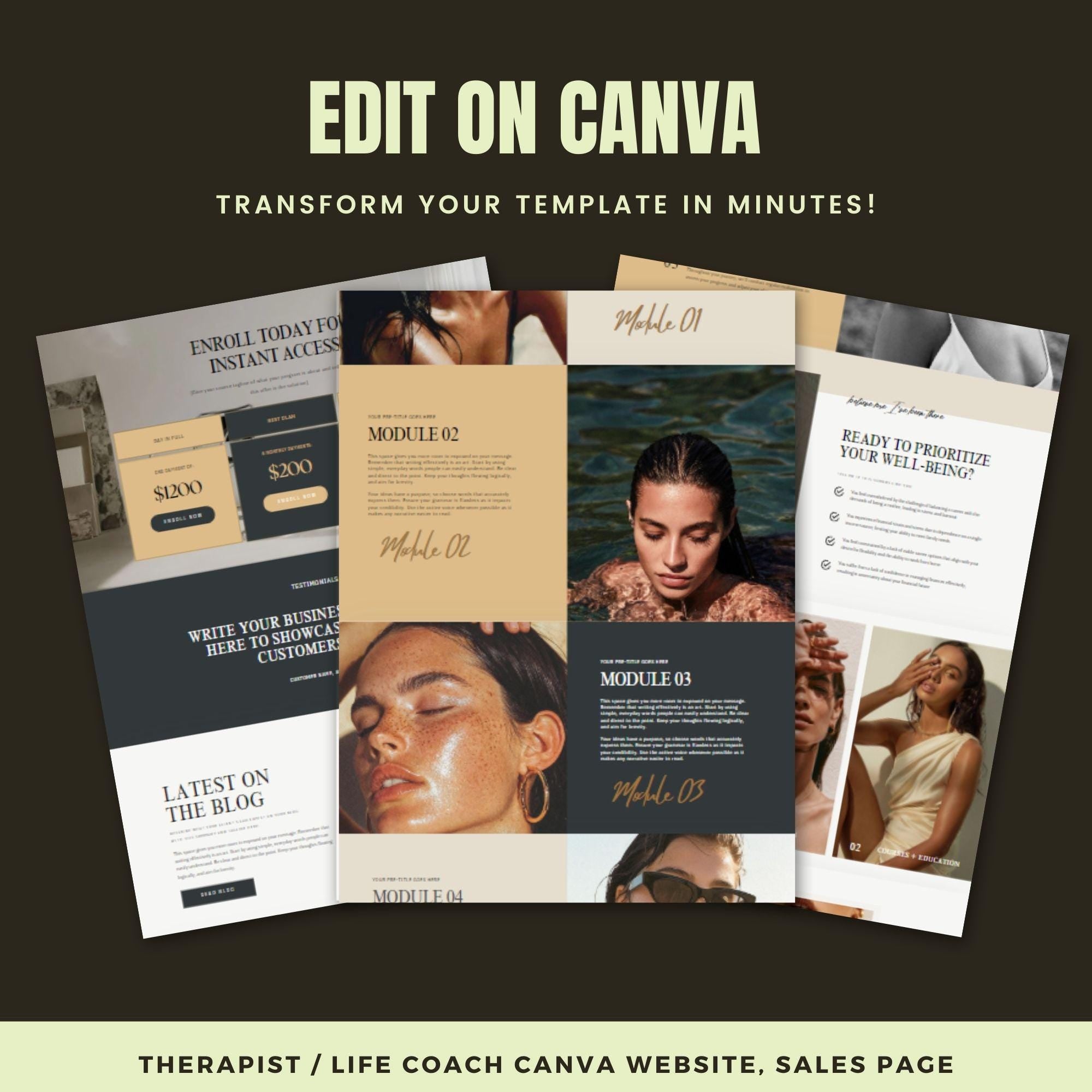 Premium Therapist Website Template – Coaching Business Landing Page and One-Page Website.