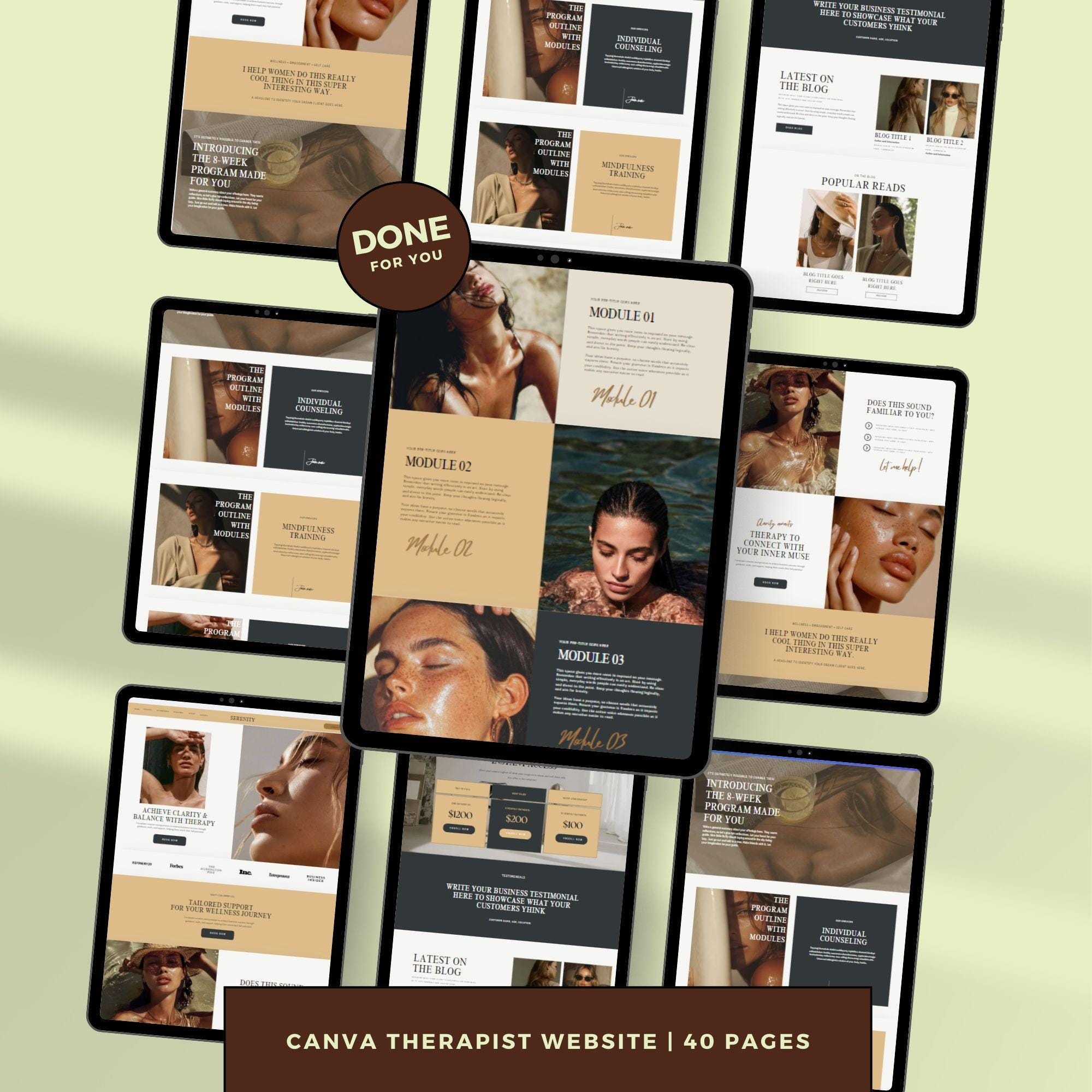 Premium Therapist Website Template – Coaching Business Landing Page and One-Page Website.