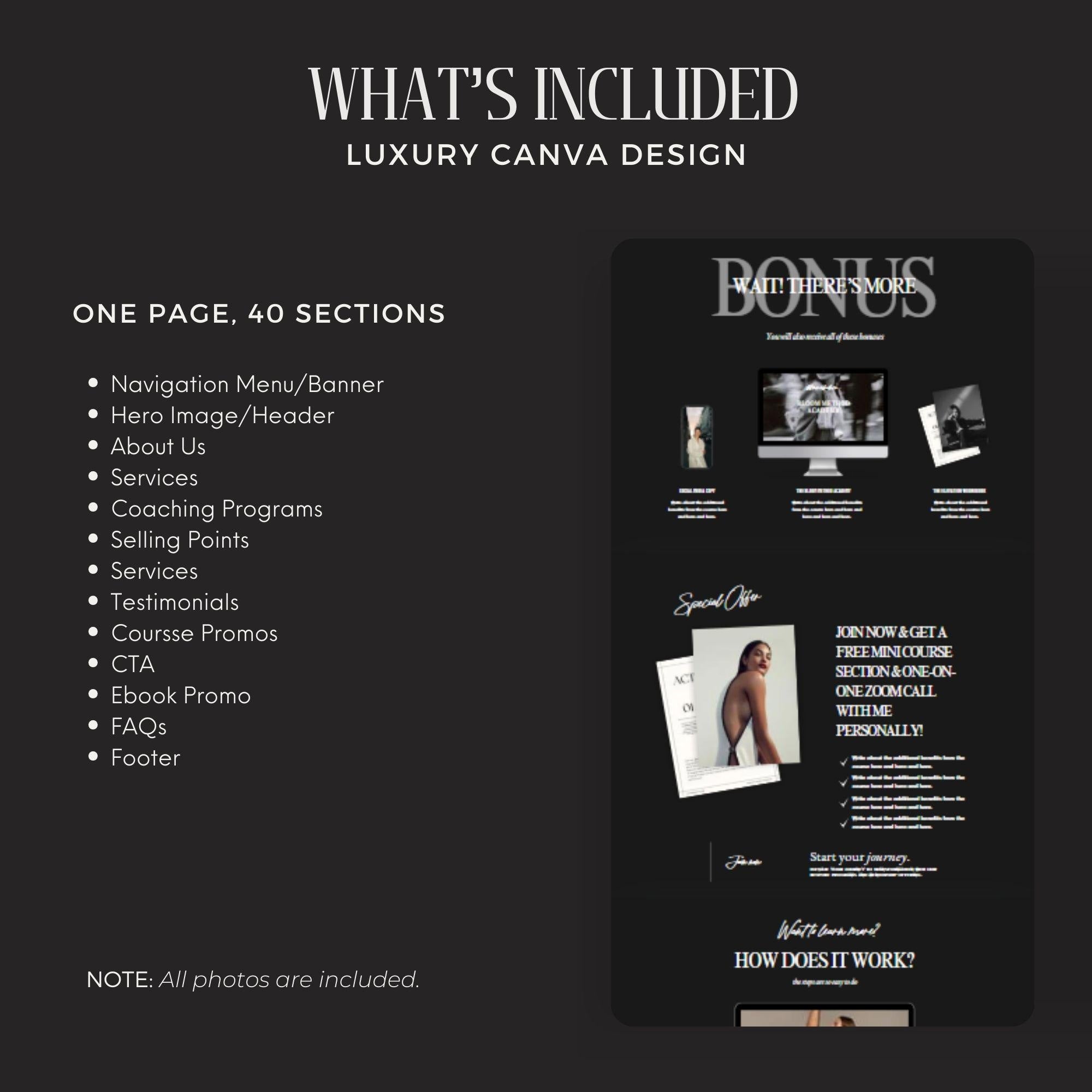 Business Coach Canva Website Template – Landing Page and One-Page Website Template.