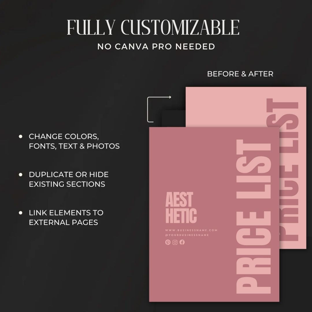 Editable Price List Template for Nail Salons – Salon Price List Template with Printable Blank Designs.