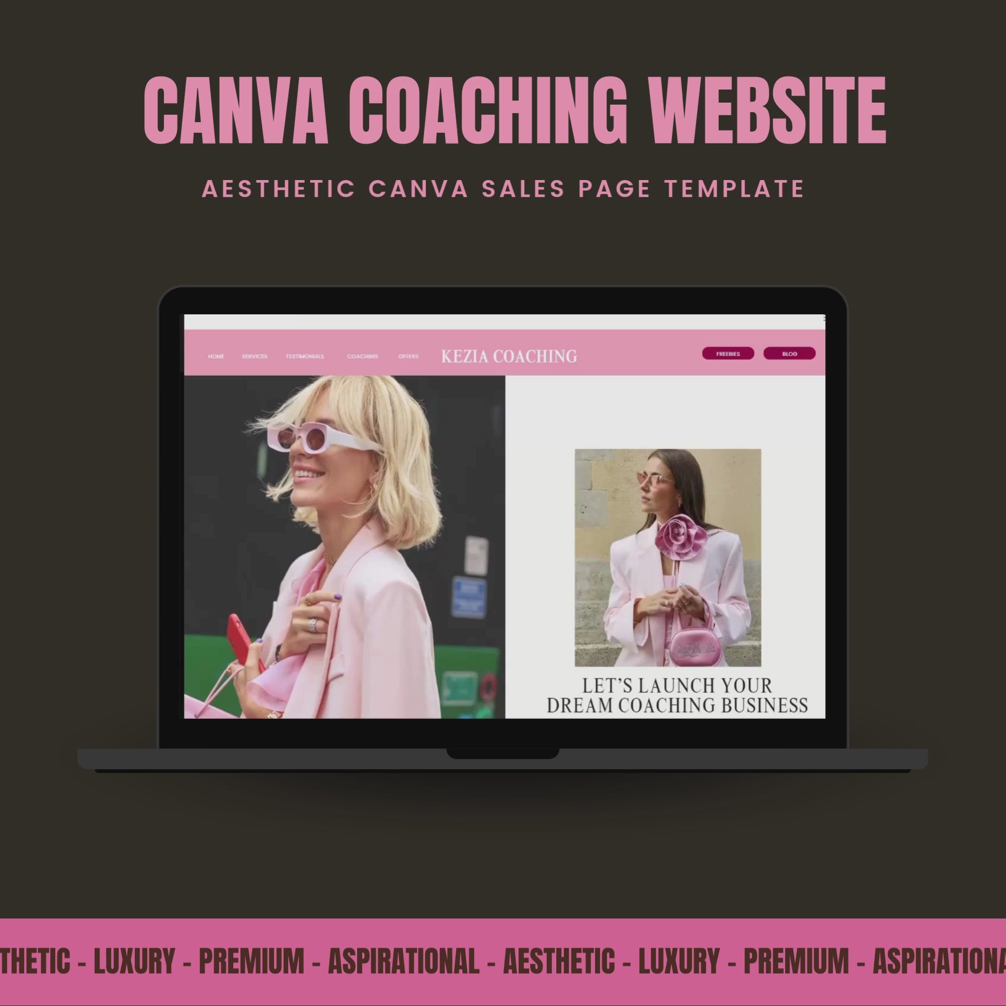 Sales Page Template – Editable Coaching & Course Landing Page Funnel Design, Pink & Minimalist.