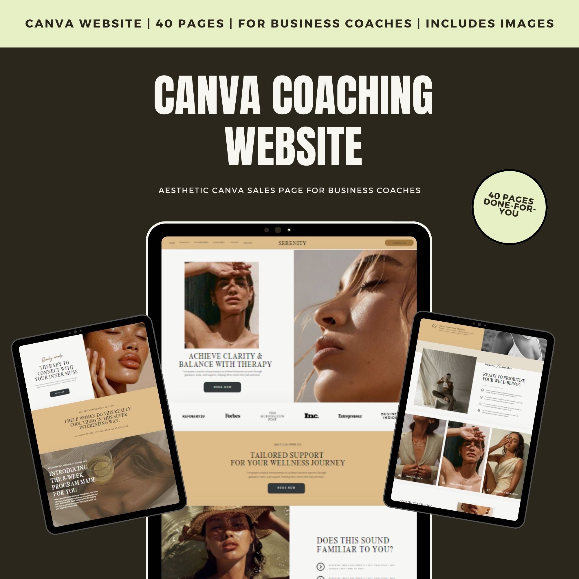 Canva Website and Coaching Template for Therapists – Sales Landing Page for Business Coaches.