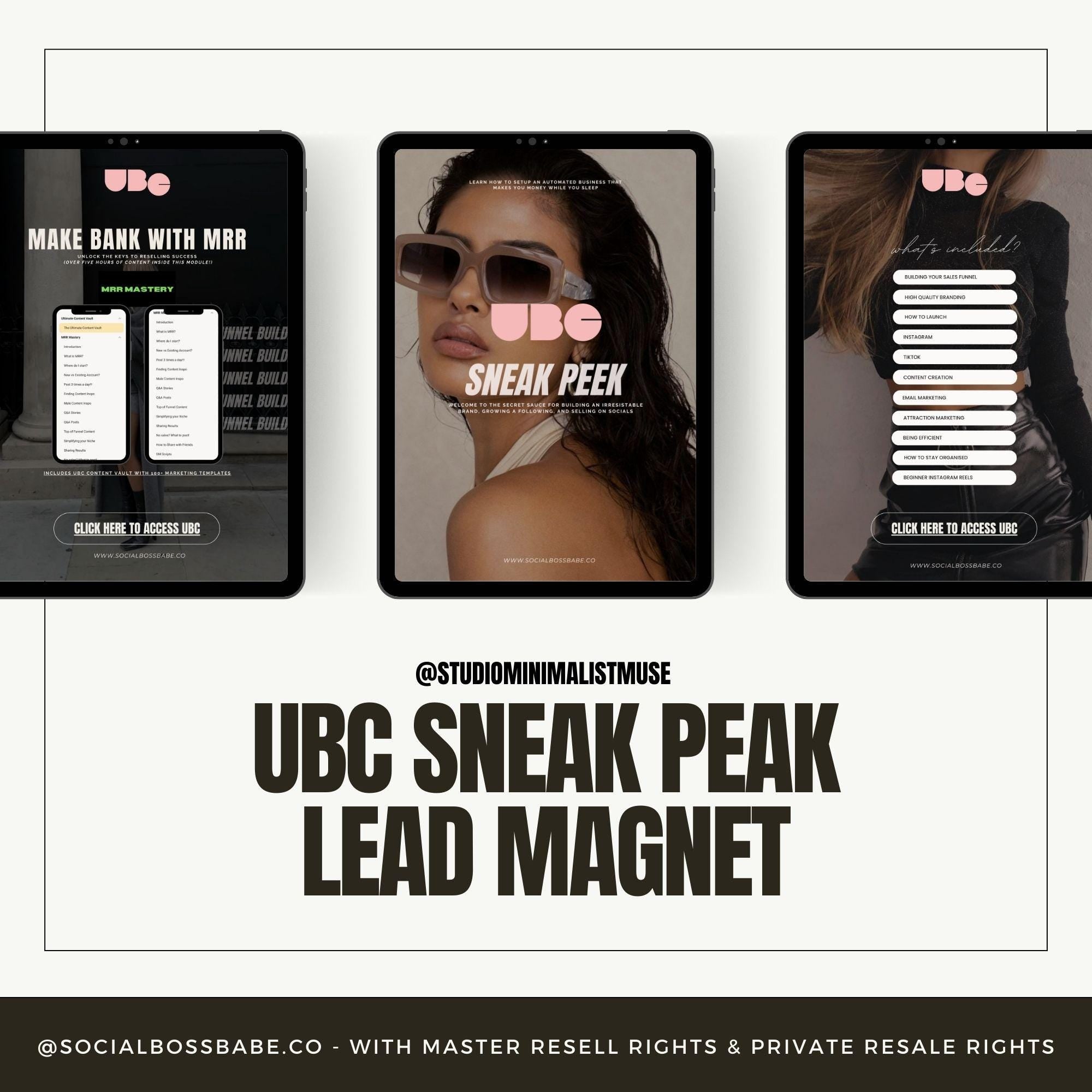 UBC Lead Magnet: Digital Marketing Guide with MRR & PLR – Aesthetic Pink Edition | Ultimate Branding Course Sneak Peek | 24-Page Done-For-You eBook.