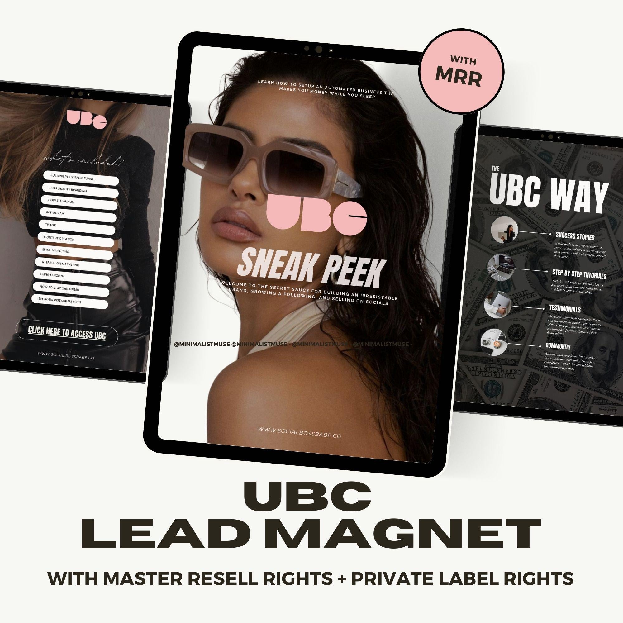 UBC Lead Magnet: Digital Marketing Guide with MRR & PLR – Aesthetic Pink Edition | Ultimate Branding Course Sneak Peek | 24-Page Done-For-You eBook.